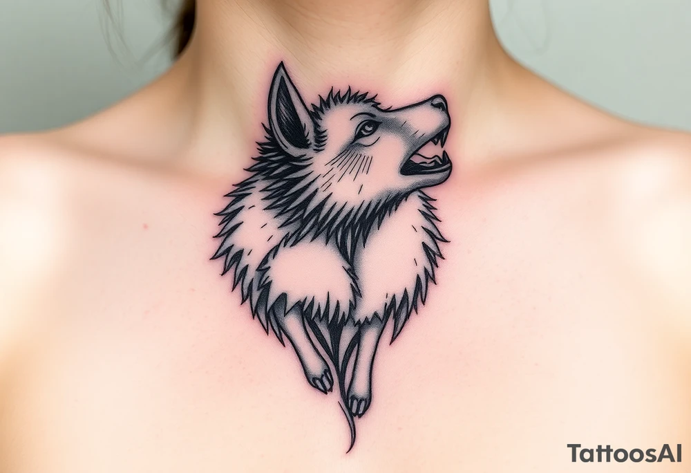 A  wolf snarling as a sheep  mystical creature tattoo idea
