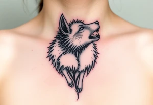 A  wolf snarling as a sheep  mystical creature tattoo idea