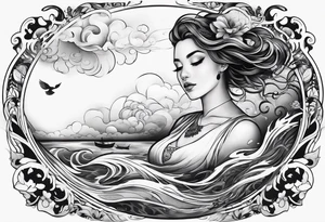 girl floating on still water from an aerial view tattoo idea