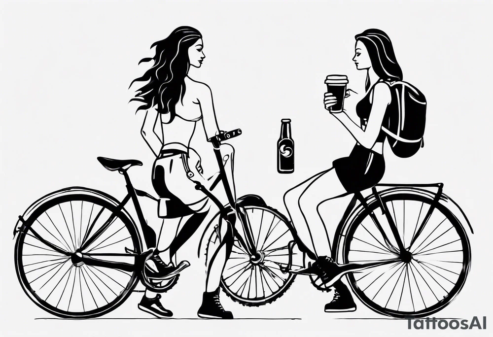 two girls, coffee, hiking, cycling, beer, gym tattoo idea