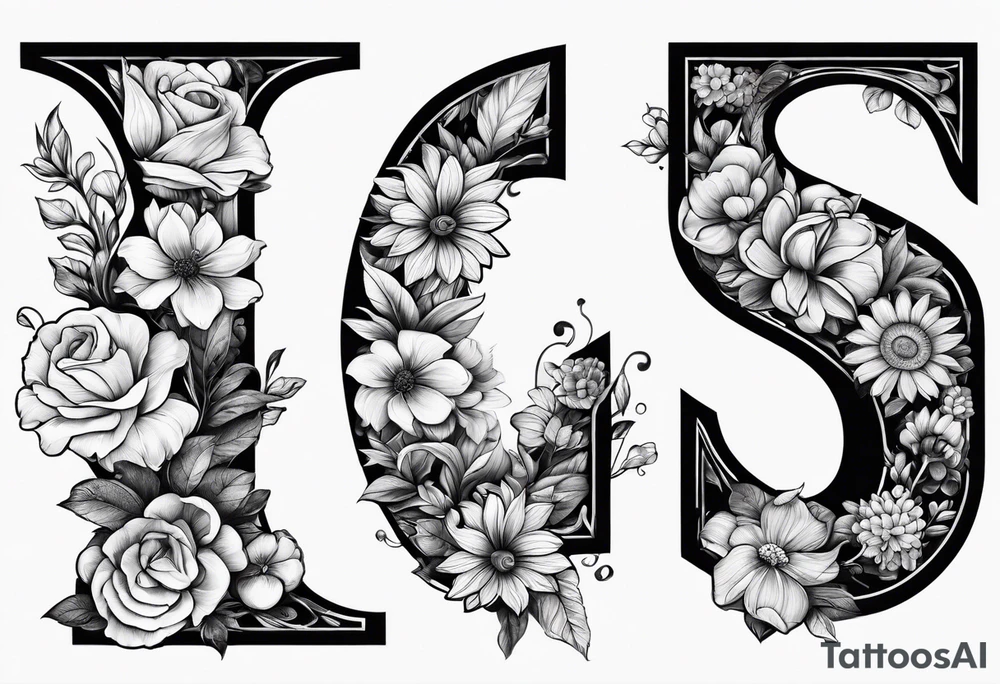 A surreal Letter S made out of flowers tattoo idea