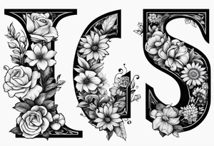 A surreal Letter S made out of flowers tattoo idea
