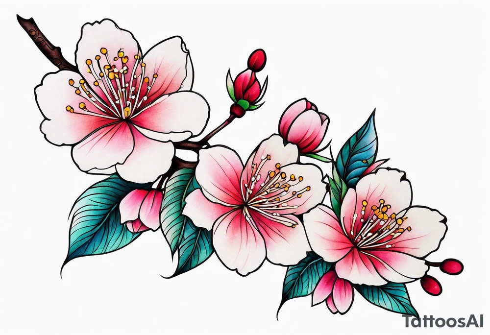 Shoulder cherry blossom tattoo idea
