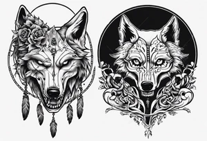 two wolf skeletons dancing tattoo idea
