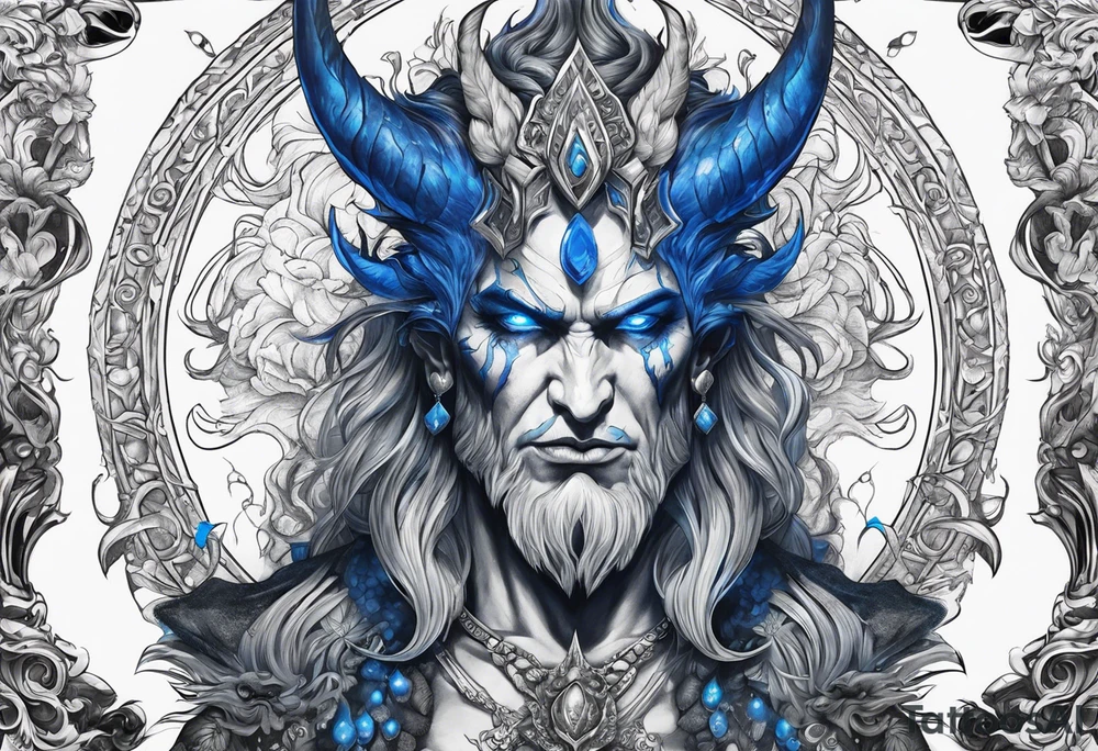 Hades with blue shadowns tattoo idea