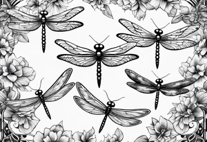 4 dragonflies flying together tattoo idea