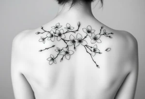 delicate cherry blossoms swirling in spring breeze with petals tattoo idea