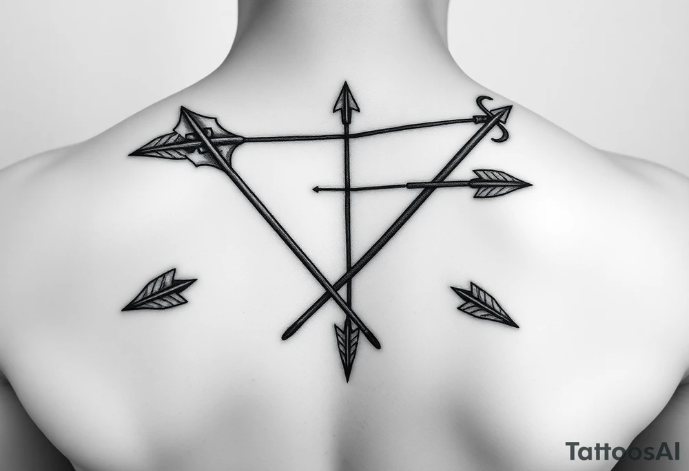 2 bow arrows one arrow is to incorporate the name Cameron and the other arrow is to incorporate the name Connor tattoo idea