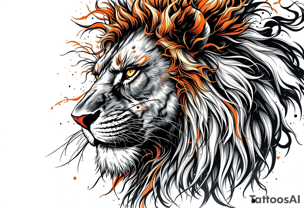 powerful majestic lion, close-up tattoo idea