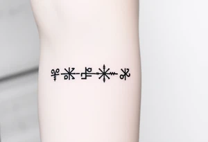 nordic runes in line bring power, battle awarness, see navigation and family together tattoo idea