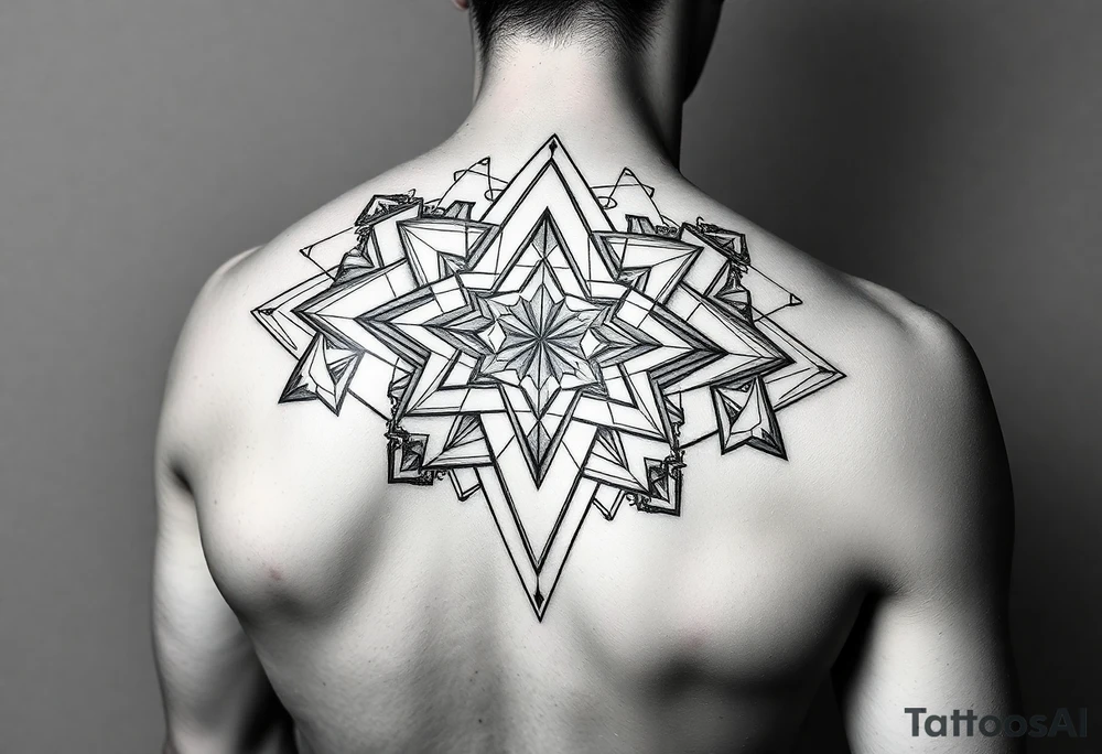 Make me a shoulder and arm piece  feminine sacred geometry piece the gift of feeling of feminine divine make the peace truly bold and three dimensional make it pop out and dynamic you truly unique make the image not on skin but as a drawn image that goes on the shoulder and covers the arm down to the elbow tattoo idea