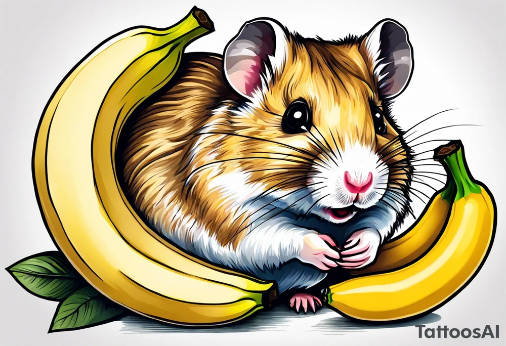 A hamster eating a banana tattoo idea