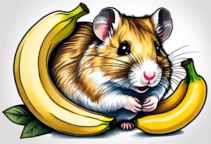 A hamster eating a banana tattoo idea