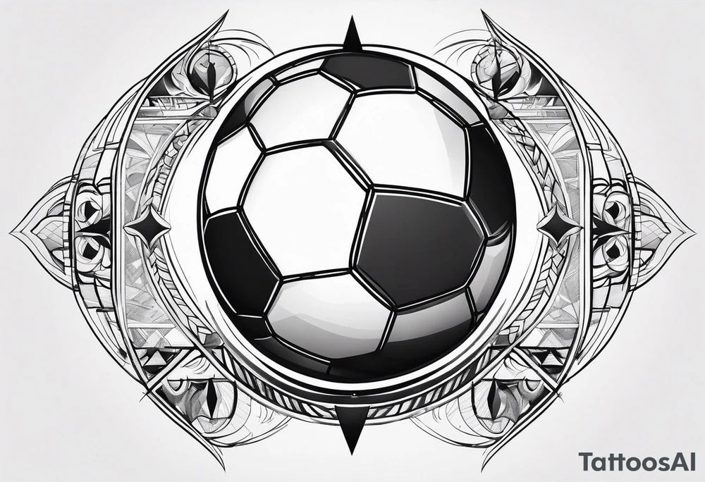 Football tattoo with compass and family tattoo idea