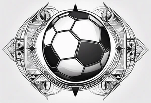 Football tattoo with compass and family tattoo idea