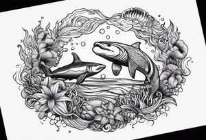 Small sea creatures in a line tattoo idea