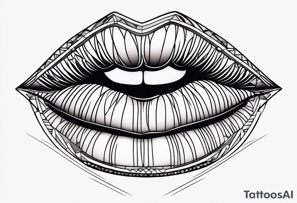 Lips with Lilith moon tattoo idea