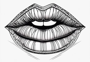 Lips with Lilith moon tattoo idea