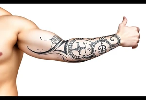 Tribal Sicilian sleeve with patterns
And symbols with a Leo symbol on forearm tattoo idea