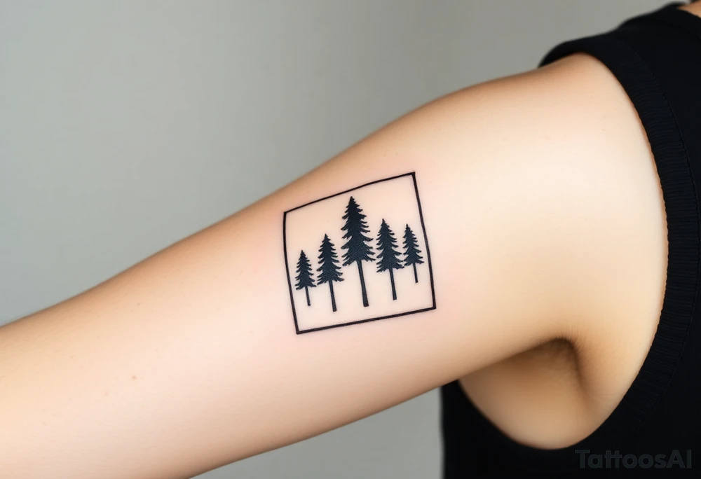inspiration: my childhood home had an arrangement of tiles in the formation of golden ratio. use this to create a tattoo for me with NO COLOURS using the idea of tiles and golden ratio. placement on upper outer arm or top of bicep so not too big. give me a range of ideas (including some without using tiles, and just the golden ratio). I want to symbolise how nature is made from golden ratio. also give ideas including trees as my garden had this arrangement surrounded by trees. the golden ratio was in a rectangular form. also show me ideas of tattoos placed on bicep not on the back tattoo idea