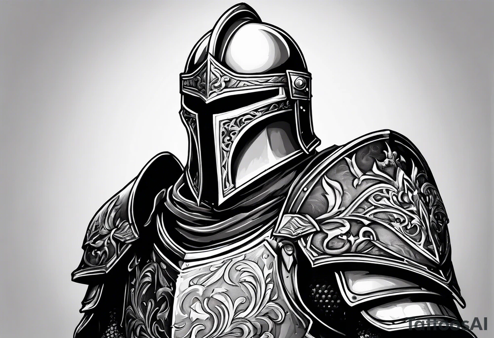 knight with heavy armor with less detail tattoo idea