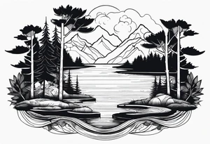 A lake without any forest 
with an small island in the middle tattoo idea