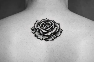 Red rose, no stem, leaves , American traditional style tattoo idea
