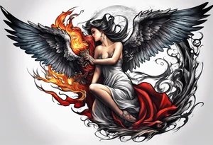 Angel and  Devil fighting back tattoo design tattoo idea