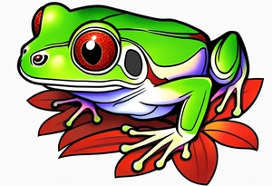 Red-eye tree frog sitting on a flower tattoo idea