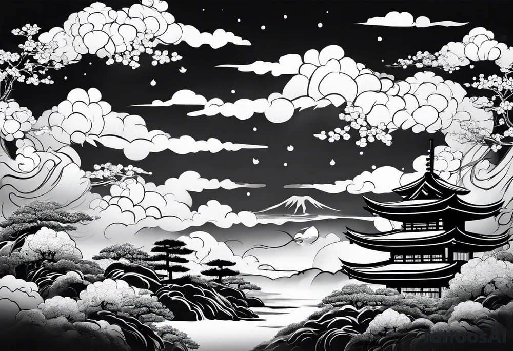 wispy clouds japanese sleeve tattoo tattoo idea