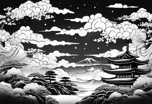 wispy clouds japanese sleeve tattoo tattoo idea