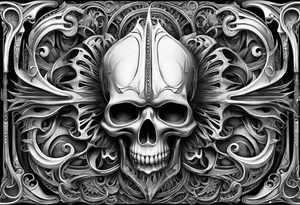 H.R. Giger mean skulls, water flow shapes, geometric shapes, flowers tattoo idea