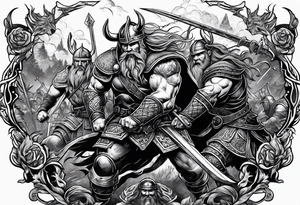 Viking battle scene tattoo idea