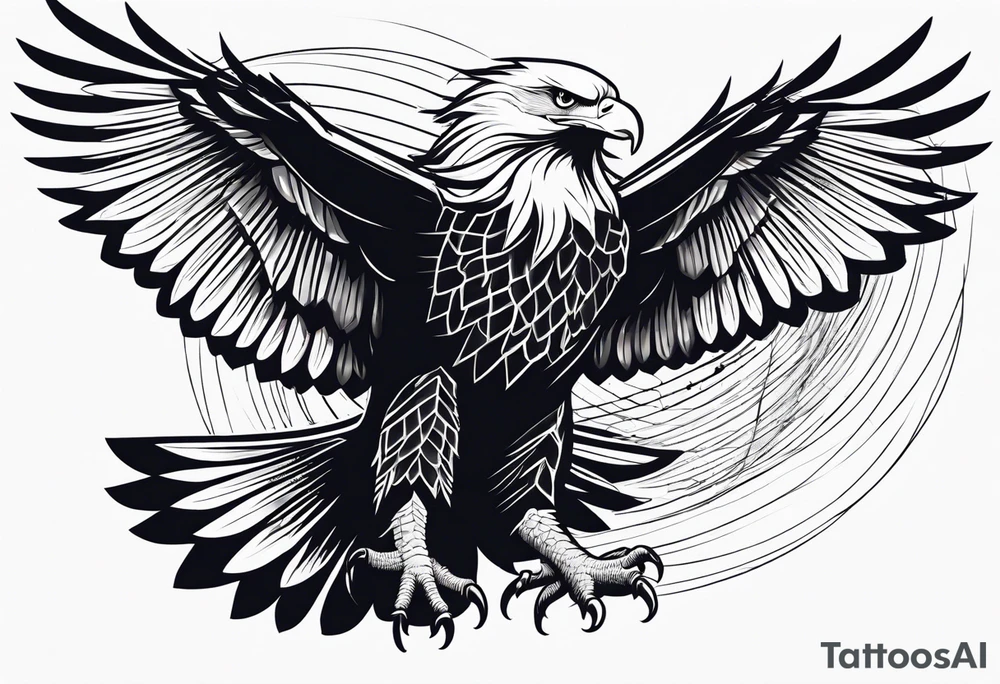 eagle full body fly vector tattoo idea