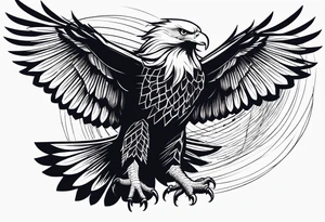 eagle full body fly vector tattoo idea