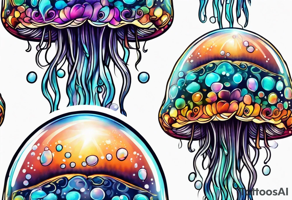 Jellyfish swimming bubbles tattoo idea