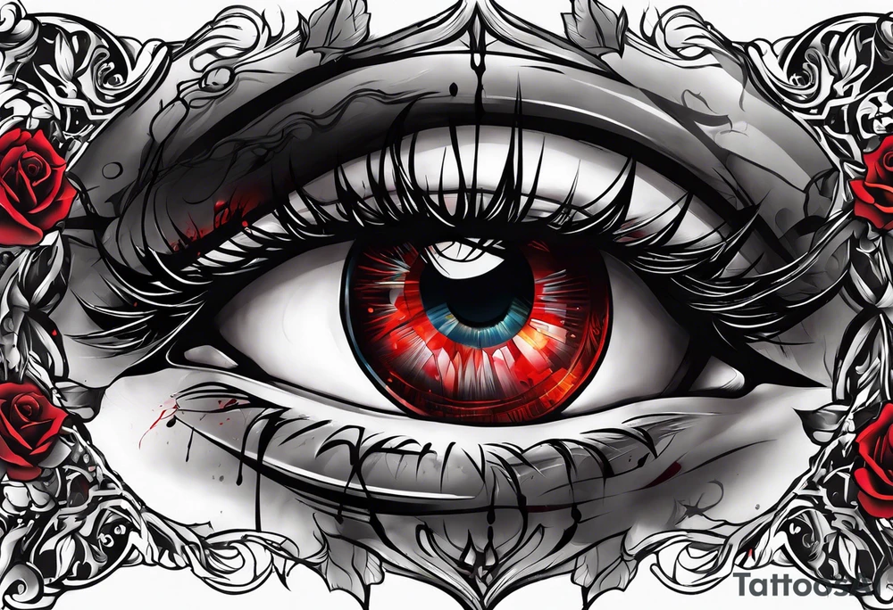 Alucards bleeding eye tattoo idea