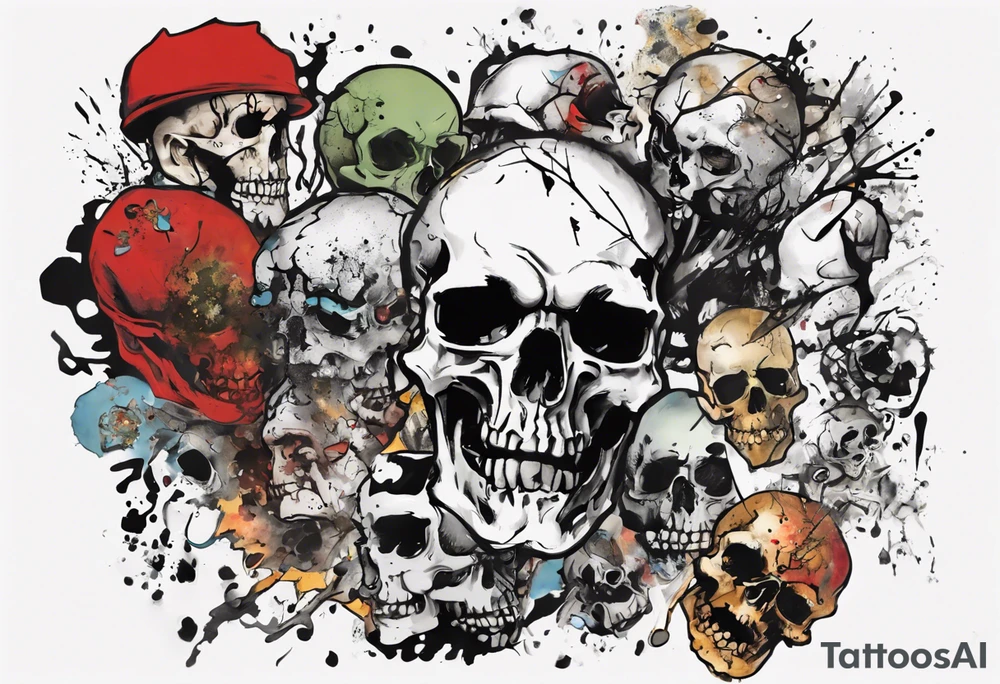 - blot 
- bomb
- atoms splitting
- beauty
- life at a small scale
- man against the world
- doom
- banksy
- no skulls tattoo idea