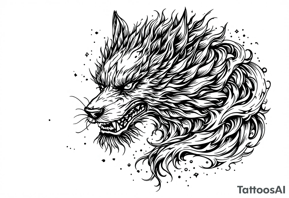 FU dog with wind element tattoo idea