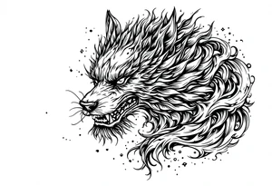 FU dog with wind element tattoo idea