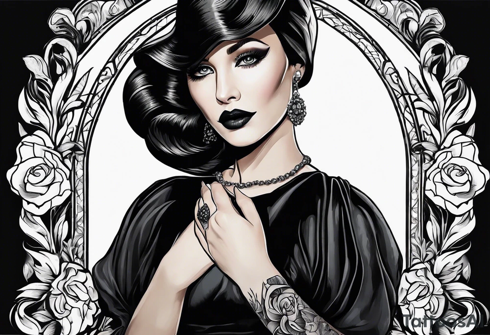 Portrait of the Woman in Black. No color tattoo idea