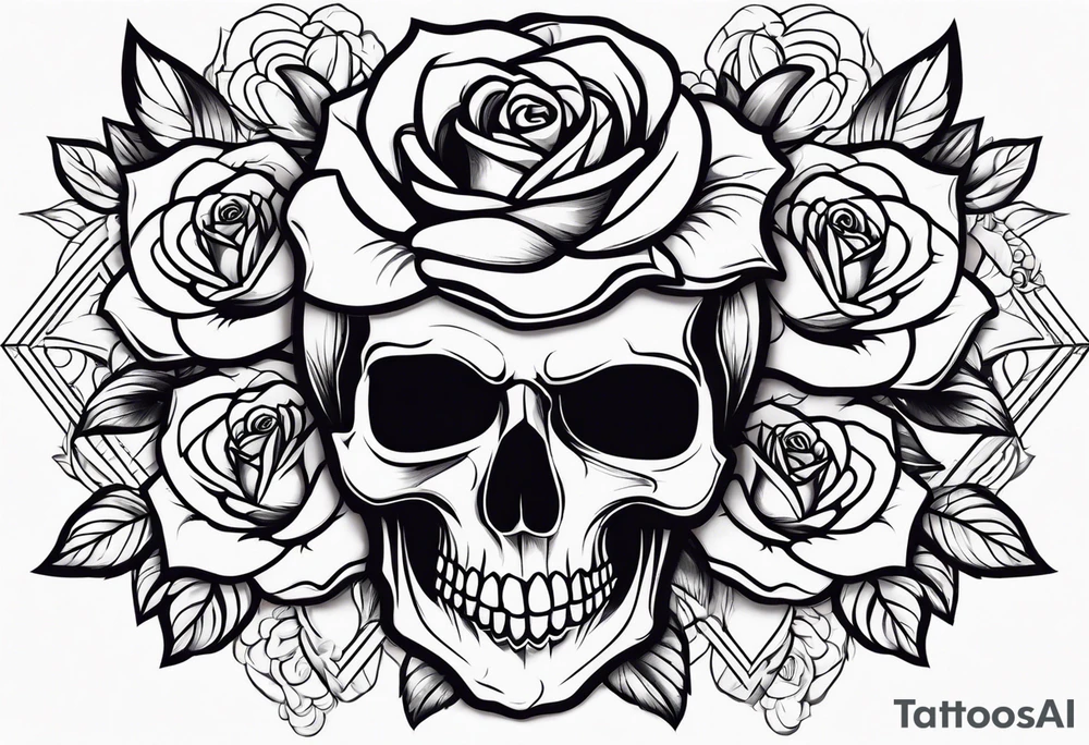 skull and roses tattoo idea
