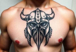 realistic large vikings helmet without face tattoo idea