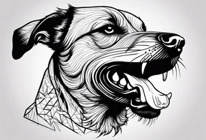 Create aggressive, vicious dog, maybe with some blood coming out of his mouth and saliva. Make it a drawing and use the image of reference. Make it more aggressive and angry with blood and saliva tattoo idea