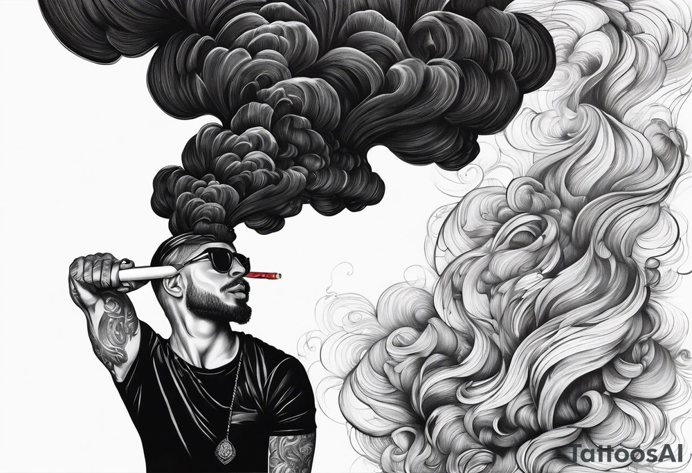 Draw me black smoke coming out of a cigarette tattoo idea