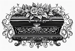 Leafy vines with casket tattoo idea