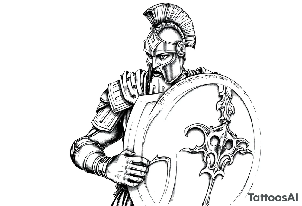 Armored Roman Soldier with shield tattoo idea