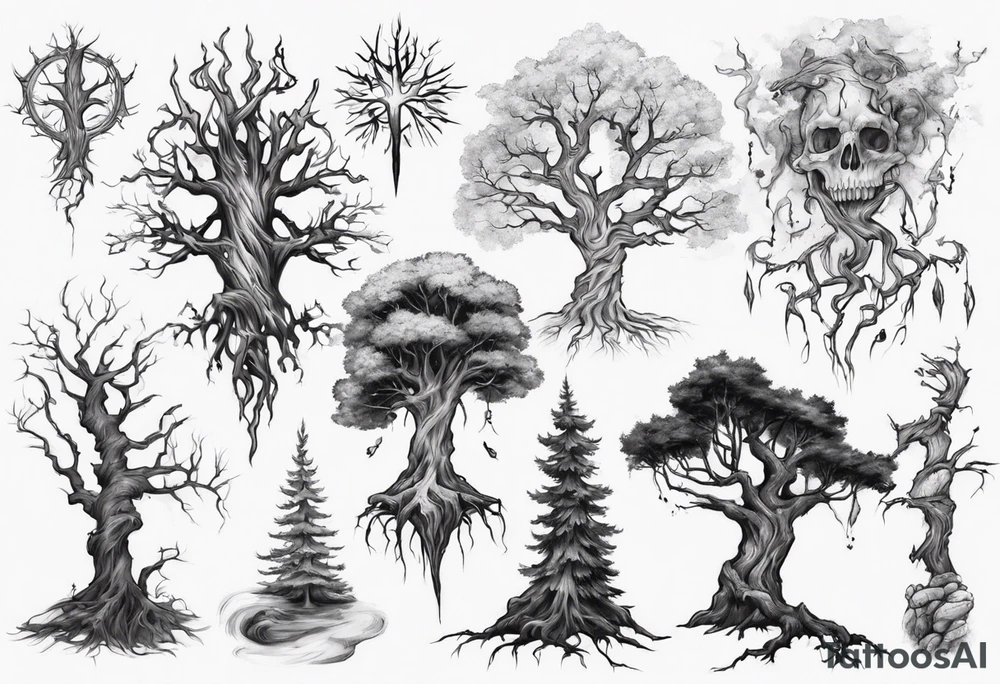 Dying tree tattoo idea