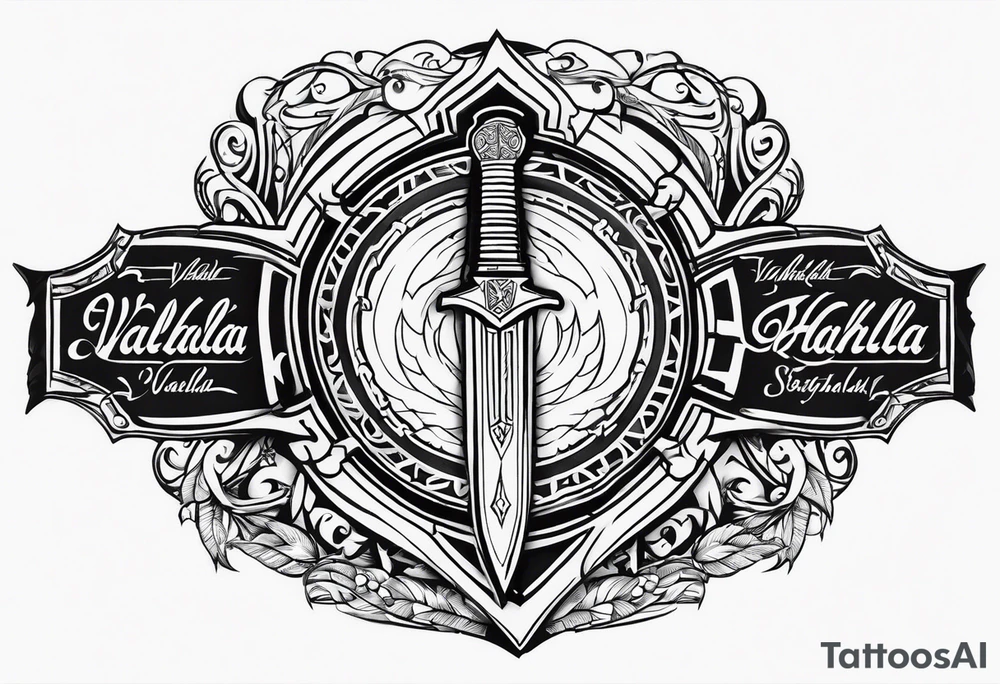 Valhalla sword shield steps tattoo idea