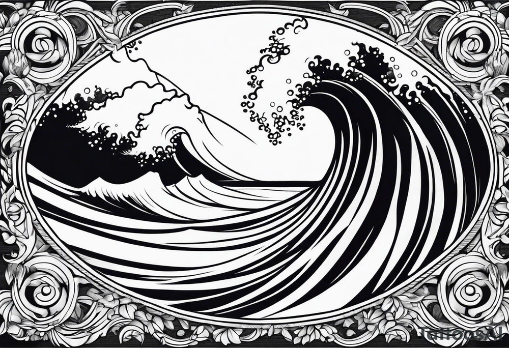 wave in circle tattoo idea